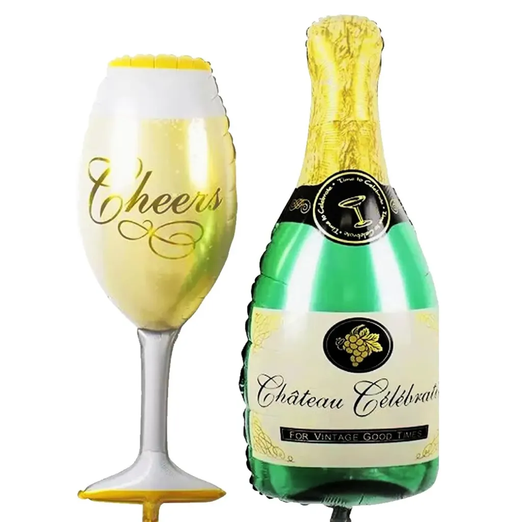 [XIG-PAR-0023] Champagne Bottle Wine Glass Balloon Pack of 2